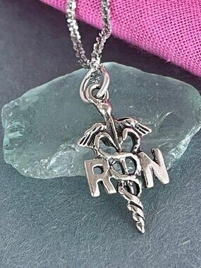 STERLING SILVER Italy 925 16” adjustable to 18” Nurse pendant & Necklace! RN